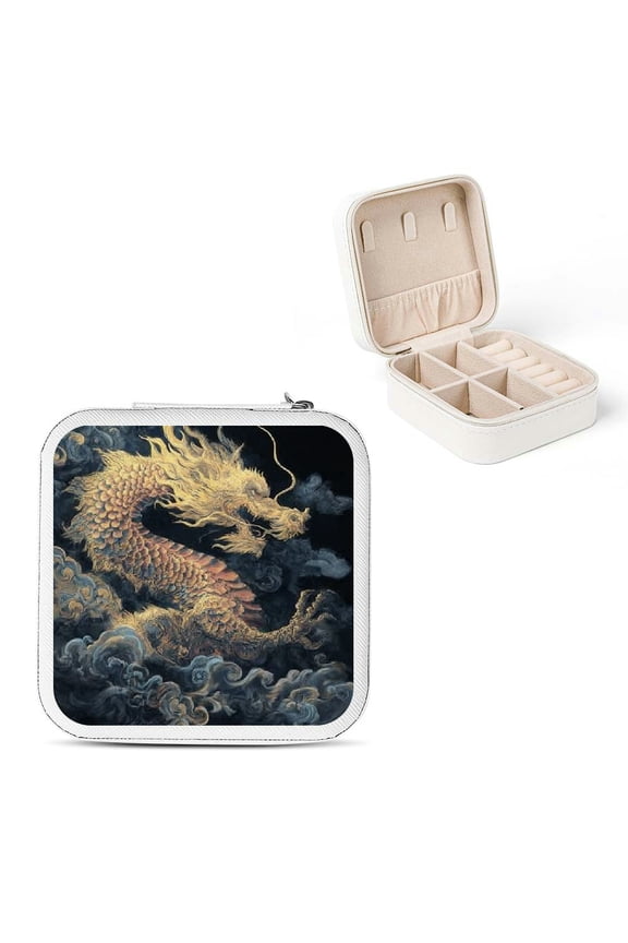 Dragon Cloud Art Jewelry Box for Women - Small Travel Organizer White