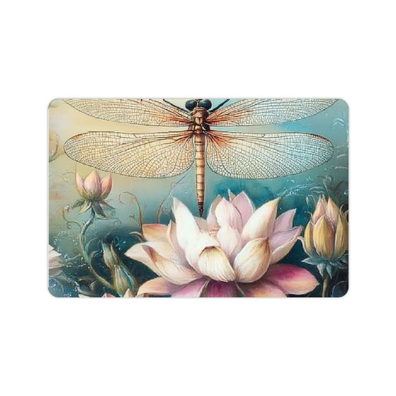 ZFLMY Dragonfly Flowers Wings Quick Drying Bath Mat Home Decor 24x16in