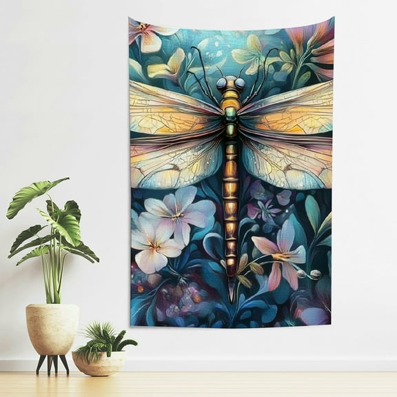 ZFLMY Dragonfly Flowery Home Wall Tapestry Art 100% Polyester 40*60in