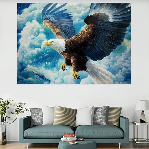 ZFLMY Eagle Clouds Fish Tapestry 100% Polyester Home Decor Wall Art 60x40in