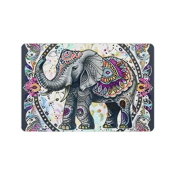 ZFLMY Elephant Paisley Ornate Diatom Mud Mats Non-Slip Home Rug 24x16in