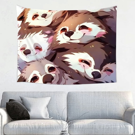 ZFLMY Faces Drawing Furry Art Tapestry for Home Wall Decor, 100% Polyester, Living Room Bedroom Dorm Decoration, Various Sizes Available 40x30in