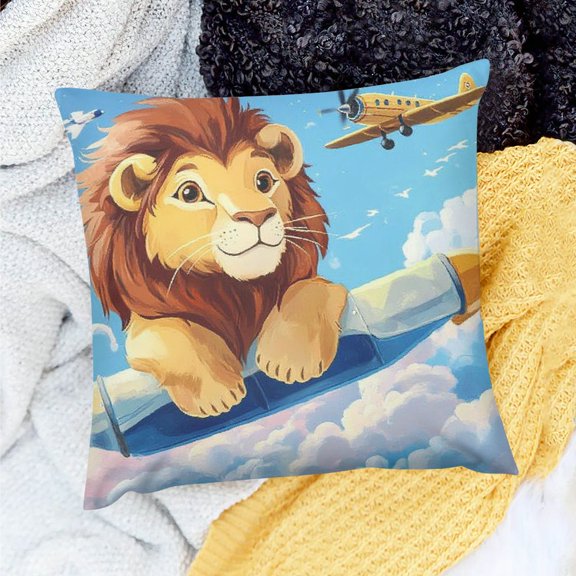 ZFLMY Farmhouse Decor Lion Sky Theme Indoor Home Sofa Couch Decoration - 100% Linen, Set of 1 Pillow Covers, Various Sizes, Outdoor Use 18x18in