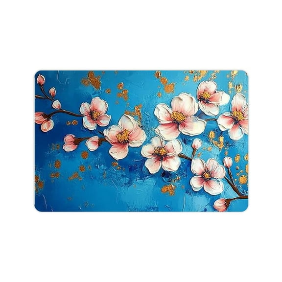 ZFLMY Fast Absorption Flowers Blue Background Gold Paint Splatters Home Bath Rug Mat Diatom Mud Material 24x16in