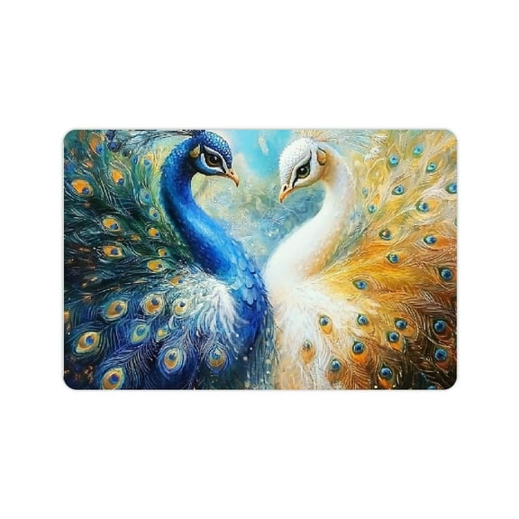 ZFLMY Fast Absorption Peacock Feathers Art Home Bath Mat 24x16in