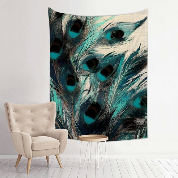 ZFLMY Feather Pattern Art Deco Generative Print Tapestry Wall Art 30*40in