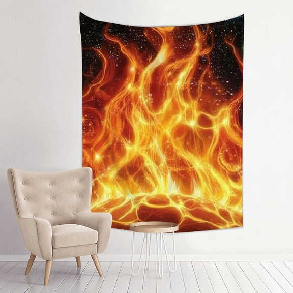 ZFLMY Fire Flames Stars Print Tapestry Wall Hanging for Home Decor 30*40in