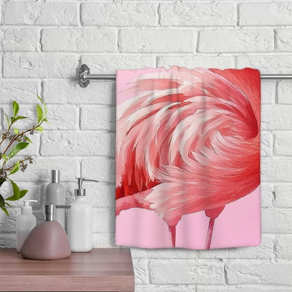 ZFLMY Flamingo Soft Bath Towel 100% Polyester Kitchen Towels Absorbent Hand Towels for Kitchens, Bathrooms, Showers 29.5x13.8 inches 29.5x13.8in