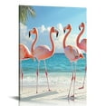 thumbnail image 1 of ZFLMY Flamingos Beach Surrealism Ready to Hang Canvas Wall Art Home Decor Living Room Bathroom Bedroom Office Gift Idea 12x16in, 1 of 5