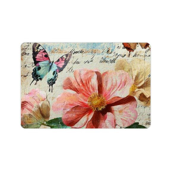 ZFLMY Flower Butterfly Paper Texture Diatom Mud Bath Mat Home Quick Drying & Absorbent Rubber Backing Easy Storage Super Absorption 24x16in