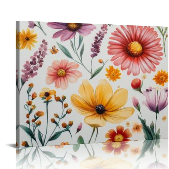 ZFLMY Flowers Butterfly Canvas Prints Wall Art Decor for Bedroom Kitchen, Ready to Hang Home Art Decorations, Gift Ideas for Holidays 16x12in