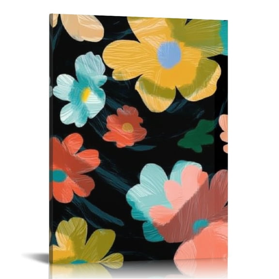 ZFLMY Flowers Generative Art Painting Canvas Print Home Decor 12x16in