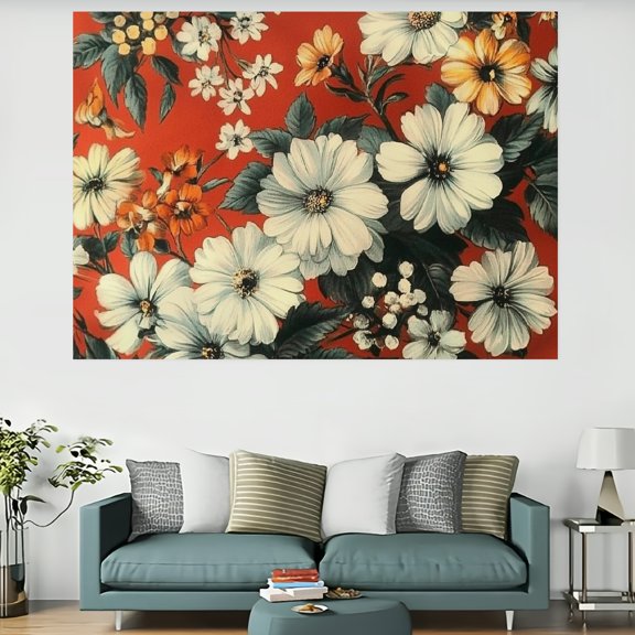 ZFLMY Flowers Leaves Baroque Decorations for Dorm 100% Polyester Tapestry Wall Hanging 60x40in