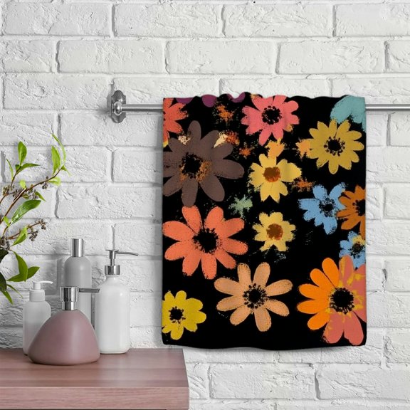 ZFLMY Flowers Spa Towel Hand Towel, Modern Decorative Tea Towels for Kitchens, Bathrooms, Showers - 100% Polyester Kitchen Towels Save 29.5x13.8in