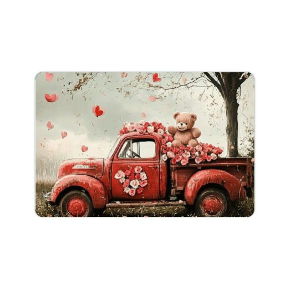 ZFLMY Flowers Teddy Bear Bath Mat Quick Drying Eco-Friendly Home 24x16in