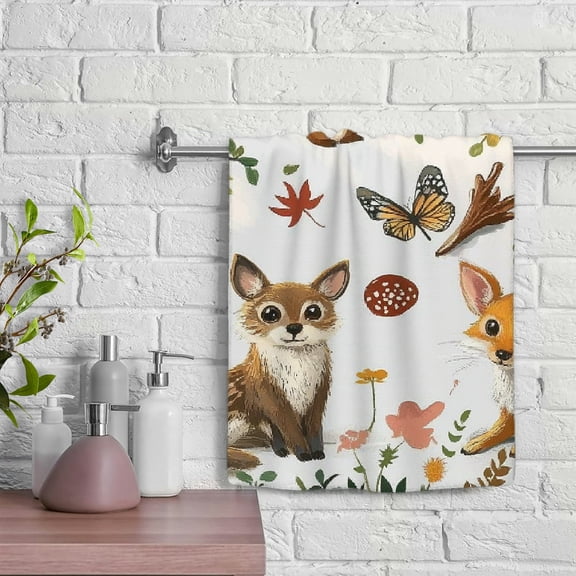 ZFLMY Forest Animals Trees Digital Art Absorbent Hand Towels 100% Polyester Soft Bath Towel Funny Kitchen Towels for Kitchens Bathrooms Showers 29.5x13.8in