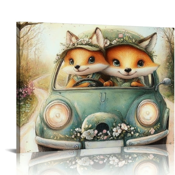 ZFLMY Fox Art Modern Canvas Prints Wall Art Decor, Ready To Hang Room Home Art Decor 16x12in