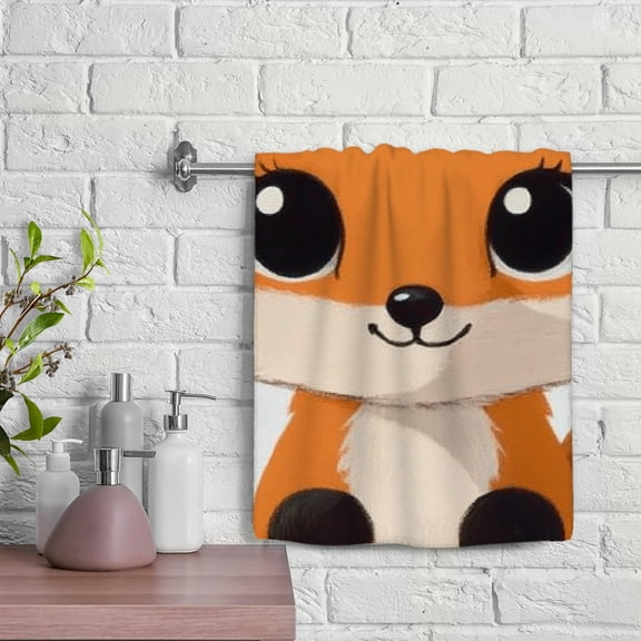 ZFLMY Fox Big Eyes Furry Soft Bath Towel 100% Polyester Kitchen Towels Modern Decorative Tea Towels for Kitchens, Bathrooms, Showers 29.5x13.8 inches 29.5x13.8in