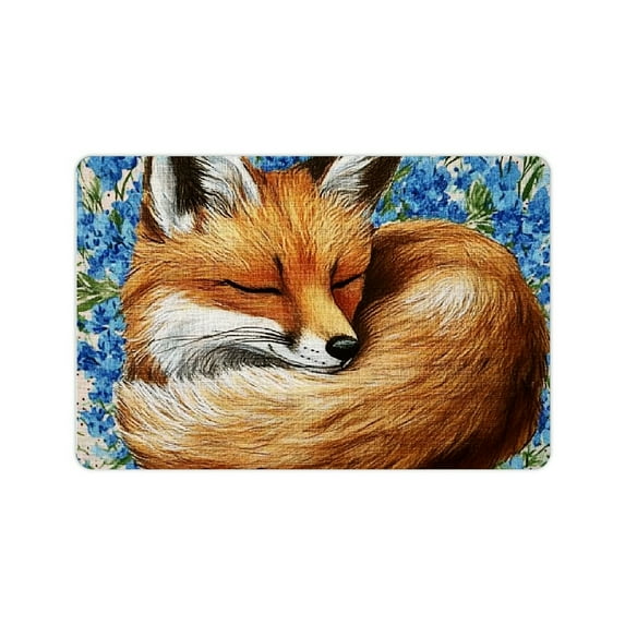ZFLMY Fox Flowers Diatom Mud Bath Mat Quick Drying & Absorbent Rubber Backing Easy Storage Super Absorption 24x16in