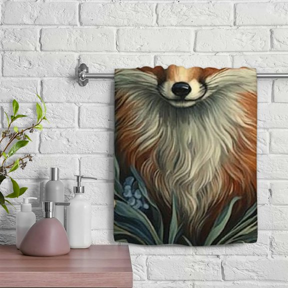 ZFLMY Fox Flowers Leaves Funny Kitchen Towels 100% Polyester Hand Towel Soft Bath Towel Absorbent for Kitchens Bathrooms Showers 29.5x13.8 inches 29.5x13.8in