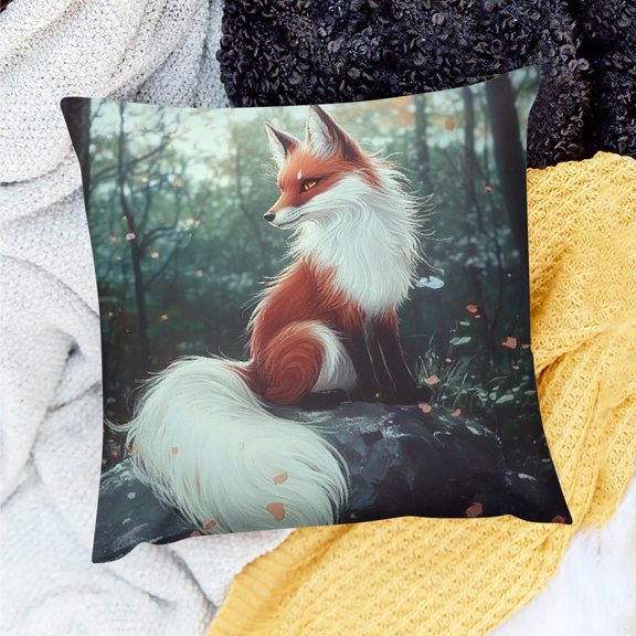 ZFLMY Fox Forest Rock Theme 100% Linen Pillow Covers for Home Sofa Couch Decoration - Set of 1, Various Sizes 24x24in