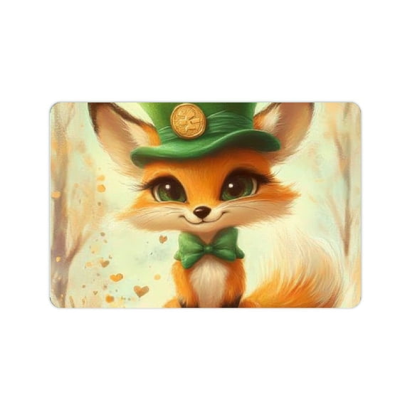 ZFLMY Fox Green Hat Coins Diatom Mud Bath Mat Eco-Friendly Quick Dry 24x16in