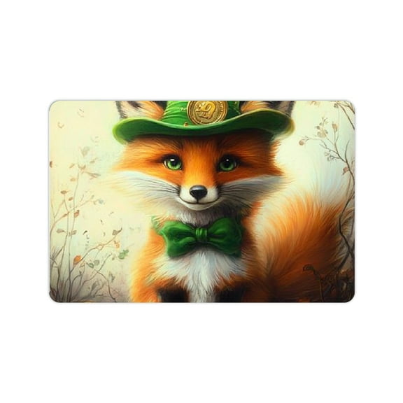 ZFLMY Fox Green Hat Coins Diatom Mud Mat Non-Slip Home Rug 24x16in