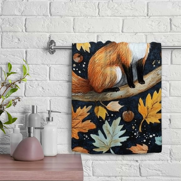 ZFLMY Fox Leaves Kitchen Towels Save 100% Polyester Funny Hand Towel for Kitchens Bathrooms Showers 29.5x13.8 inches 29.5x13.8in