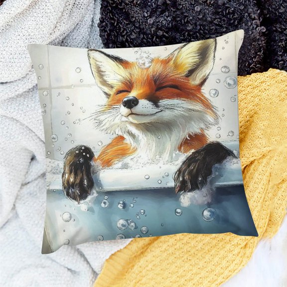 ZFLMY Fox Theme 100% Linen Pillow Covers Decoration for Home Sofa Couch - Set of 1, Various Sizes 24x24in
