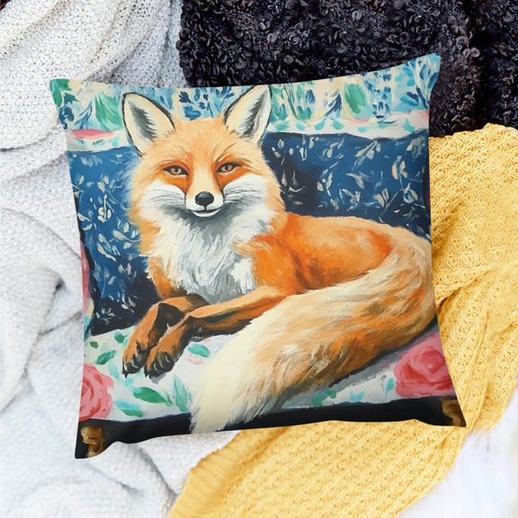 ZFLMY Fox Theme 100% Linen Pillow Covers for Home Sofa Couch 18x18in
