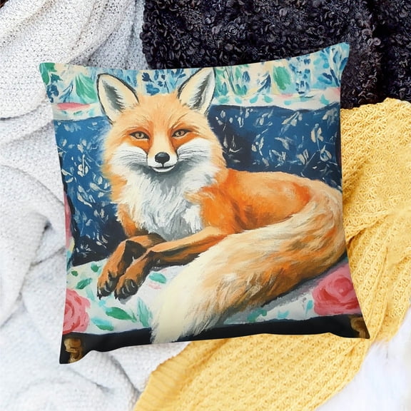 ZFLMY Fox Theme 100% Linen Pillow Covers for Home Sofa Couch 20x20in