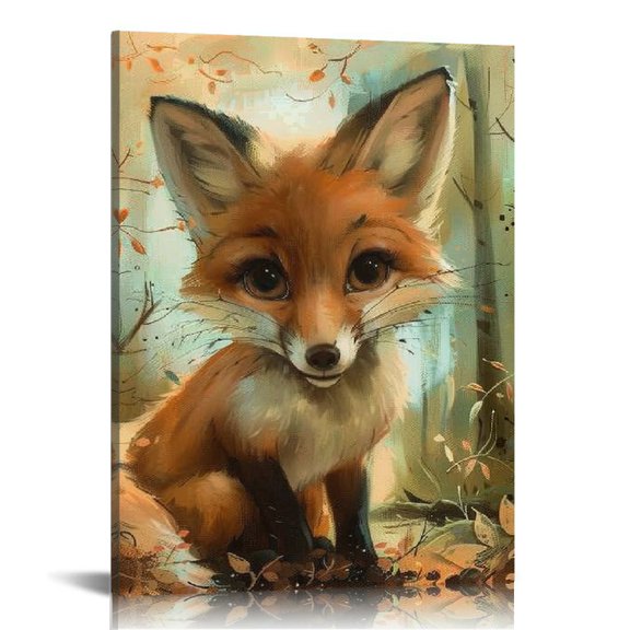 ZFLMY Fox Woods Painting Wall Decor for Bathroom Wall Art, Canvas Home Decor Living Room Bedroom Office 12x16in