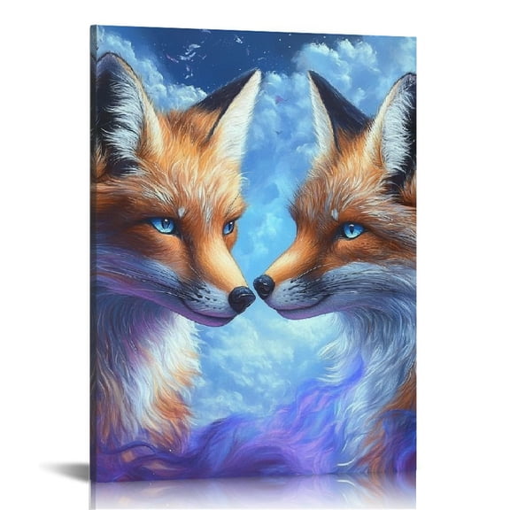 ZFLMY Foxes Eyes Blue Sky Print On Canvas Wall Art Modern Home Decor Living Room Bedroom Office 12x16in