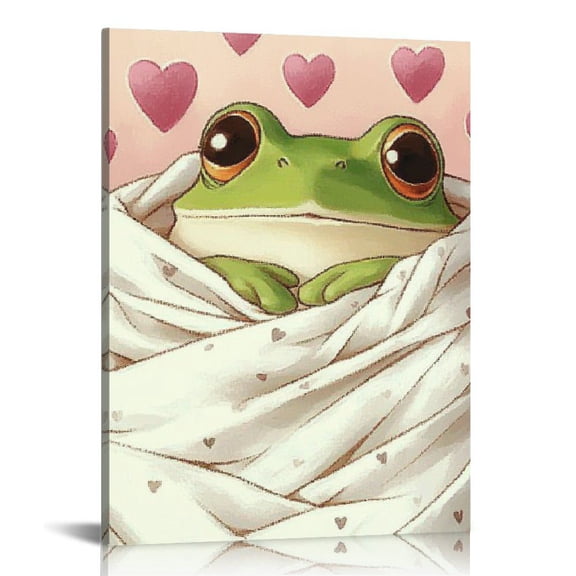 ZFLMY Frog Art Modern Canvas Prints for Home Decor Living Room Bathroom Bedroom Office, Ready to Hang Wall Art 12x16in