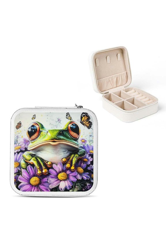 Frog Flower Butterflies Flexible Jewelry Storage Box White