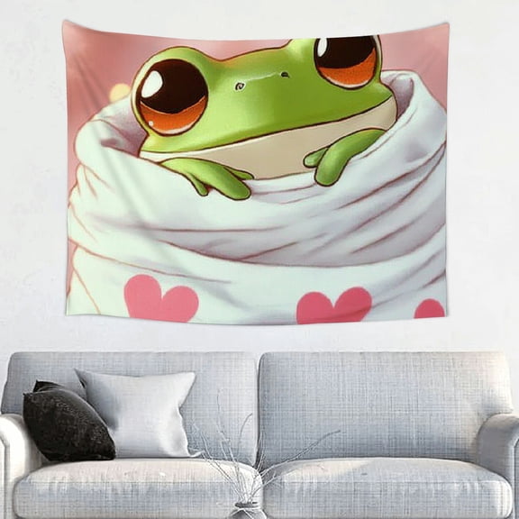 ZFLMY Frog Hearts Blanket Tapestry Home Decor 100% Polyester Wall Art for Bedroom Living Room Dorm Decorative Wall Hanging, Decorative Bedroom, Living Room Decoration 40x30in