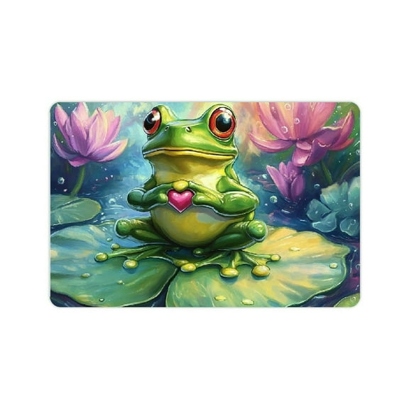 ZFLMY Frog Lily Pad Rainbow Diatom Mud Mat Non-Slip Fast Absorption 24x16in