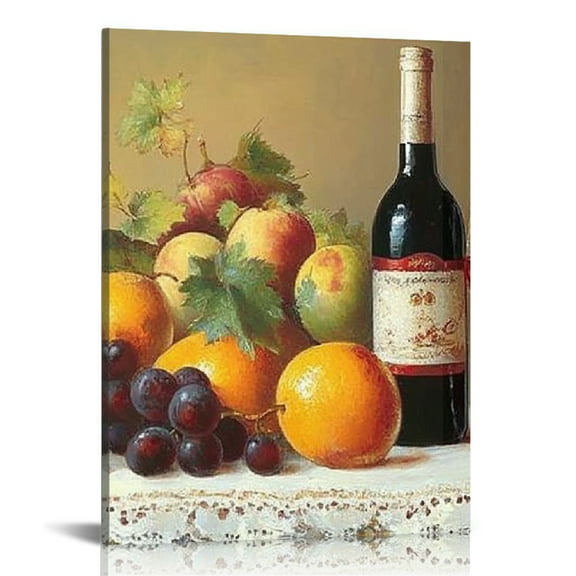 ZFLMY Fruit Wine Bottle Canvas Prints Wall Art Decor for Home Living Room Office, Bathroom Bedroom Kitchen, Gift Idea 12x16in