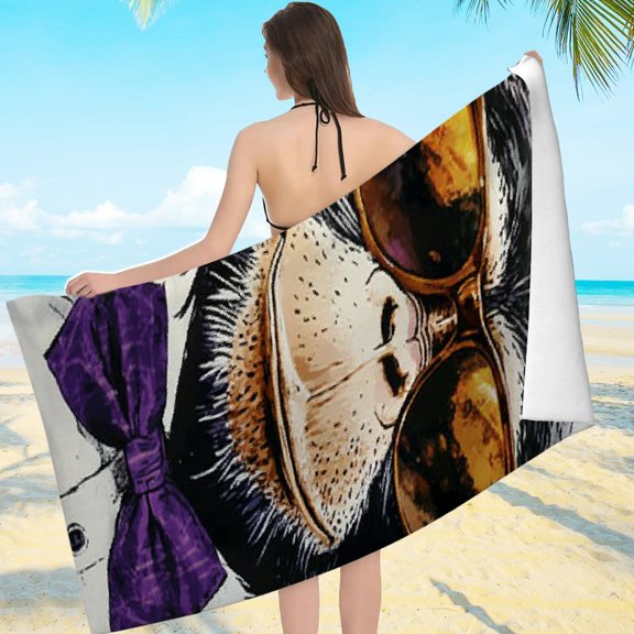 ZFLMY Funny Monkey Beach Towel, Oversized 55.1x27.6 Microfiber Towel for Bathroom, Beach, Yoga, Camping, Hiking 55.1x27.6in