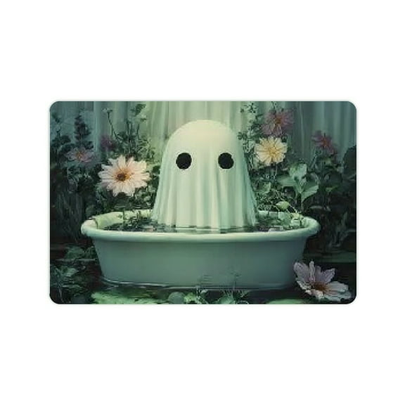 ZFLMY Ghost Bathtub Flowers Diatom Mud Mat Non-Slip Easy Clean 24x16in