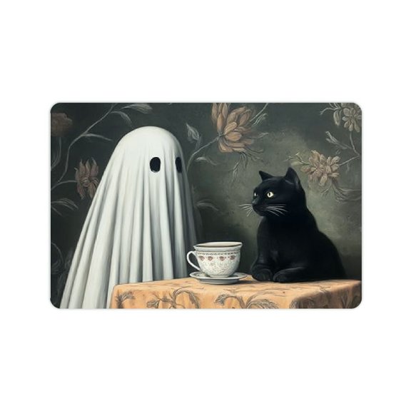 ZFLMY Ghost Black Cat Diatom Mud Mats Non-Slip Halloween Home Decor 24x16in