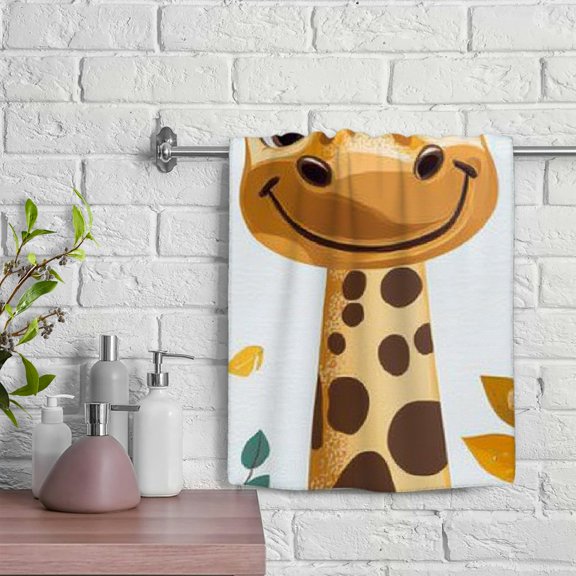 ZFLMY Giraffe Leaves Smile Funny Kitchen Towels 100% Polyester Hand Towel Soft Bath Towel for Kitchens Bathrooms Showers 29.5x13.8 inches 29.5x13.8in