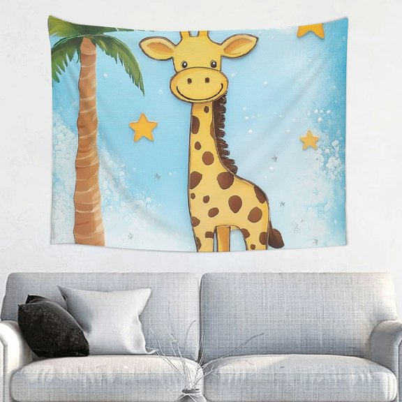 ZFLMY Giraffe Palm Tree Star Wall Hanging Tapestry for Living Room Bedroom Dorm Decoration, 100% Polyester, Suitable for Home Decor 40x30in