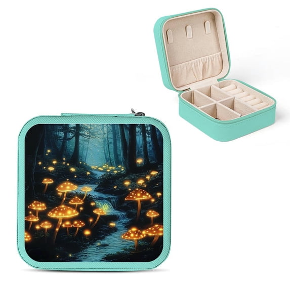 ZFLMY Glowing Mushrooms Stream Flexible Storage Jewelry Box Green