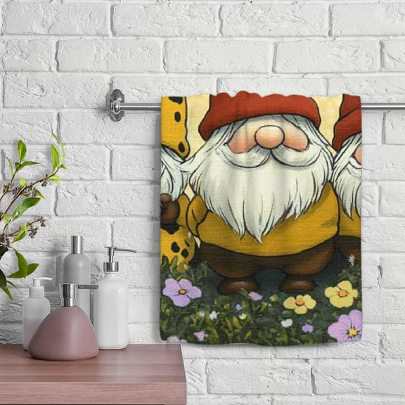 ZFLMY Gnomes Flower Modern Decorative Kitchen Towels, 100% Polyester Hand Towel for Kitchens, Bathrooms, Showers - 29.5x13.8 inches 29.5x13.8in