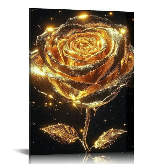 ZFLMY Golden Rose Wall Art Canvas Print Home Decor 12x16 16x20 12x16in