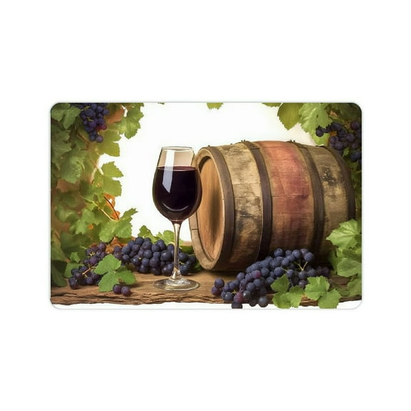 ZFLMY Grapes Wine Barrel Home Diatom Mud Quick Drying Rug Mat with Rubber Backing 24x16in