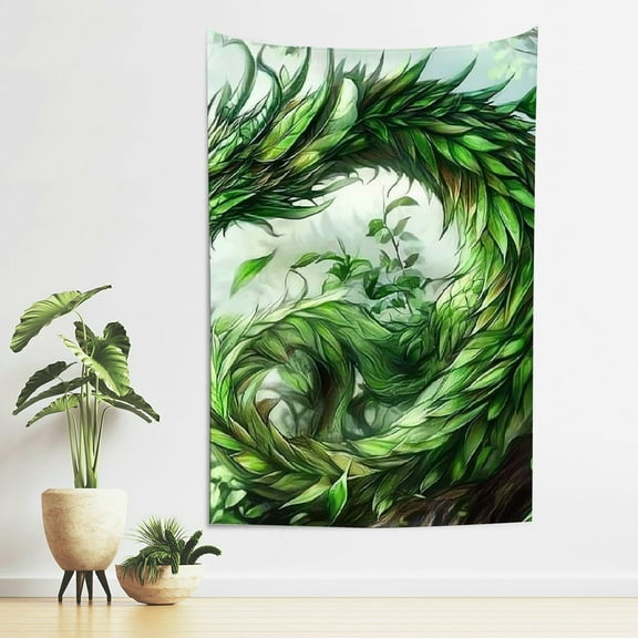 ZFLMY Green Dragon Fantasy Tapestry Wall Hanging 100% Polyester Art 40*60in