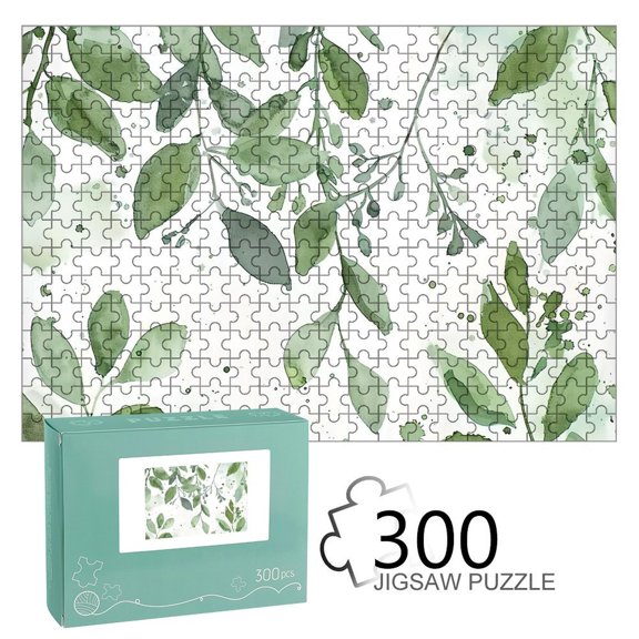 ZFLMY Green Leaves Branches Jigsaw Puzzle for Adults Challenging Game with Reference Poster,Home Display Piece Gift for Family Indoor Activity