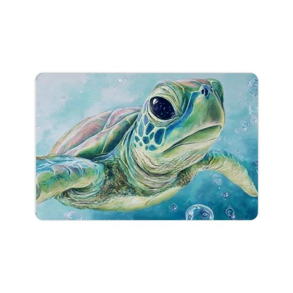 ZFLMY Green Turtle Ocean Bubbles Diatom Mud Non-Slip Bath Mat 24x16in